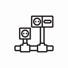 Electric socket extension cord icon vector sign