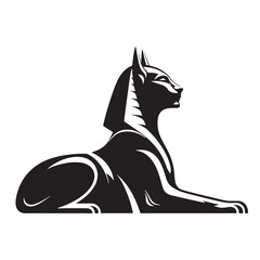 Ancient guardian Sphinx silhouette showcasing mythical strength - Sphinx illustration - Sphinx vector - mythical creature silhouette
