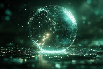 Obraz premium Futuristic Global Network Hologram of Earth