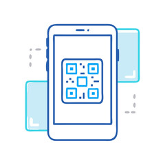 qr code with mobile app icon, qr code with mobile app vector illustration-simple illustration of qr code with mobile app, perfect for qr code with mobile app logos and icons