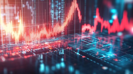 Abstract representation of financial data trends with vibrant colors and digital elements
