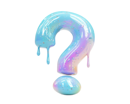 Isolated Holographic Dripping Question Mark Illustration