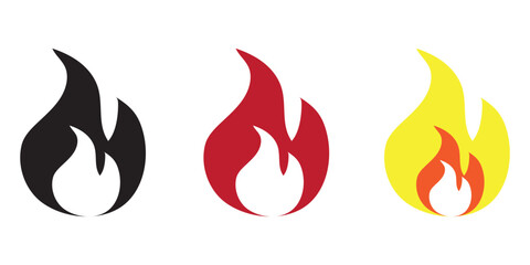 Fire flame icon. Burning symbol. Fireball sign. Energy illustration isolated. Colorful variety Design. EPS 10