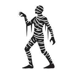 Unraveling horror Mummy silhouette showcasing ghostly myths - Mummy illustration - Mummy vector - mythical creature silhouette
