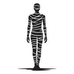 Shrouded Mummy silhouette representing the terror of old tombs - Mummy illustration - Mummy vector - mythical creature silhouette

