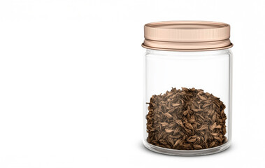 Metallic Canned Tea in Pyramid Shaped Jar on Simple Surface with Unique Design
