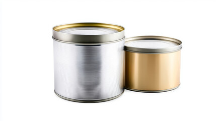 Sleek Modern Aluminum Cans with Glossy Metallic Finishes on White Background