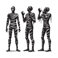 Horror-inspired Mummy silhouette wrapped in legend - Mummy illustration - Mummy vector - mythical creature silhouette
