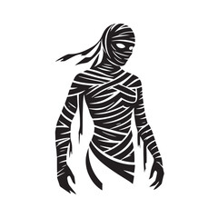 Enigmatic Mummy silhouette capturing the fear of the undead - Mummy illustration - Mummy vector - mythical creature silhouette
