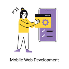 Mobile Web Development Concept vector illustration.  isolated on white Background.