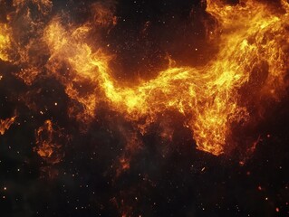 Fiery cosmic dragon, nebula background, space art, design element