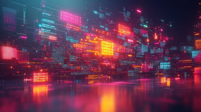 Colorful 3D Illustration of Programming Elements with Coding Snippets and Bright Lighting for Software Development and IT Technologies