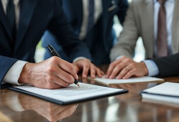 business people signing contracts