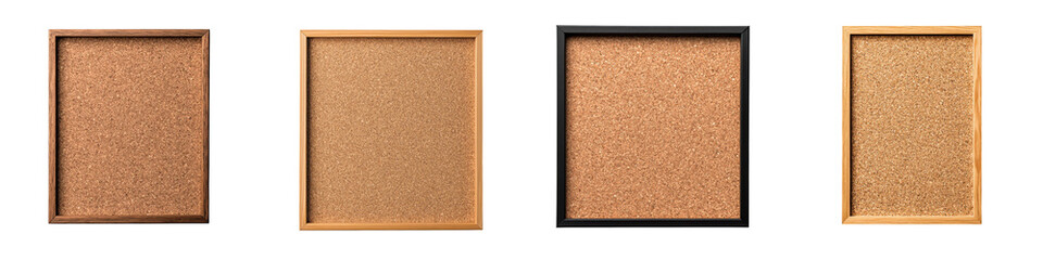 Empty wooden framed cork bulletin board with blank space for office desktop and organization  Minimalist and simple design for message memo or note display