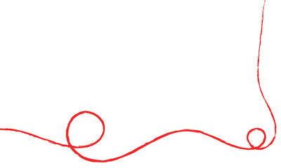 Red thread isolates on a white background. Red silk thread looped in a circle form, symbolizing vector thread of fate in Chinese tradition. .Line of red yarn, long red thread.