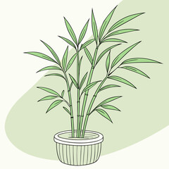 green bamboo plant in pot vector illustration
