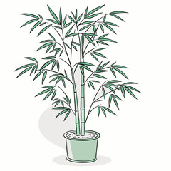 green bamboo plant in pot vector illustration