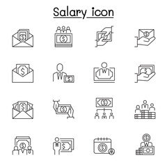 Salary icon set in thin line style