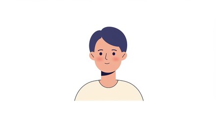 Minimalist Illustration of a Smiling Person with Short Hair on White Background - Perfect for Profile Avatars and Personal Branding.
