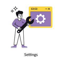 Settings Concept vector illustration.  isolated on white Background.