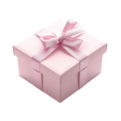 Obraz premium Isolated Light Pink Gift Box with Satin Ribbon - Birthday Gift