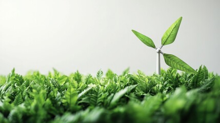 Obraz premium Green plant with a prominent leaf emerging from the foliage in a natural setting