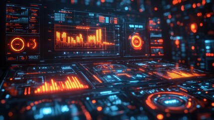 Futuristic Dashboard 3D Graph Financial Trading Investment Analysis Forex Crypto Stock Market Chart