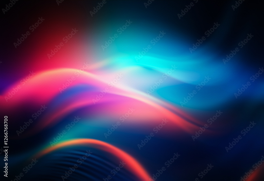 Aufkleber Abstract grainy texture background with a vibrant gradient of blue, red, and orange hues creating a smooth, flowing effect.