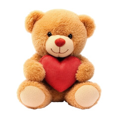 Obraz premium Isolated Teddy Bear Holding a Red Heart