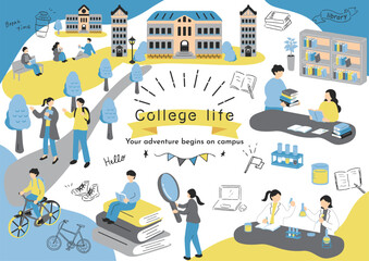 キャンパスライフを楽しむ学生達