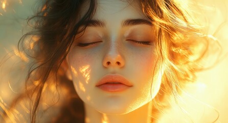 Beautiful Young Woman with Fresh Clean Skin Touching Her Face in Spa Environment for Cosmetology and Beauty Treatment
