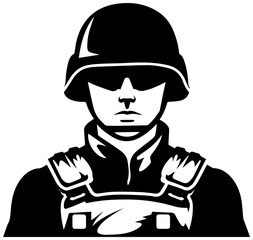 Soldier vector simple design black and white