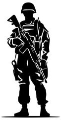 Soldier vector simple design black and white