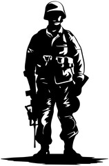 Soldier vector simple design black and white