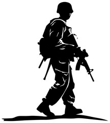 Soldier vector simple design black and white