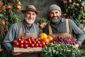 Fototapeta premium Celebrating the bond between farmers and nature through vibrant harvest displays