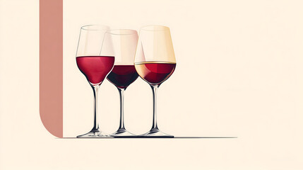 page from an advertising designer's portfolio, featuring a drawing of three wine glasses