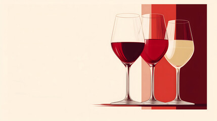 A page from an advertising designer's portfolio, featuring a drawing of three wine glasses 