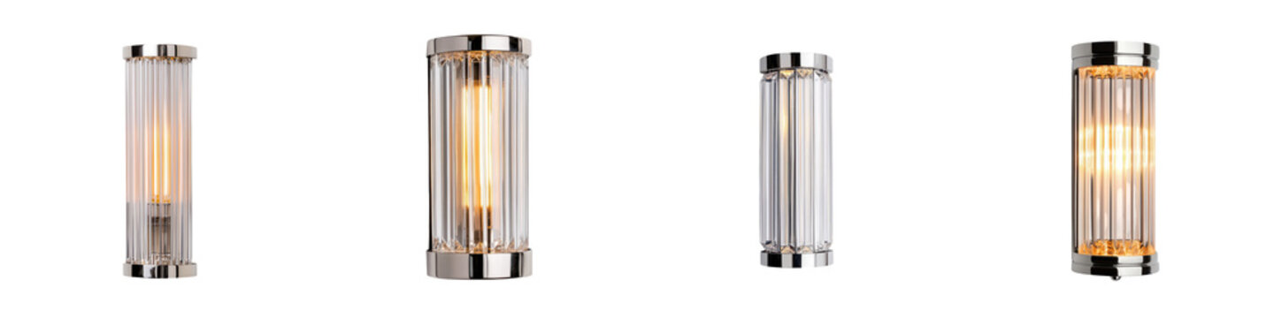 Collection of elegant modern wall sconce lighting fixtures in various metallic finishes such as chrome bronze gold and silver for luxurious and sophisticated interior design and home decor