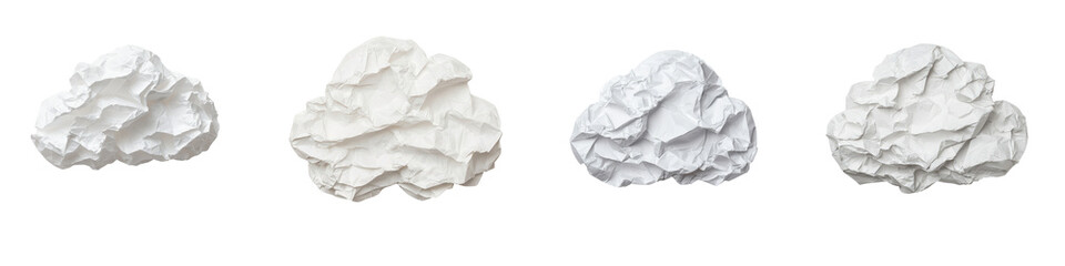 Crumpled white paper sheets arranged as abstract minimalist background or texture with clean simple shapes and geometric forms  Flat lay overhead top view composition with copy space