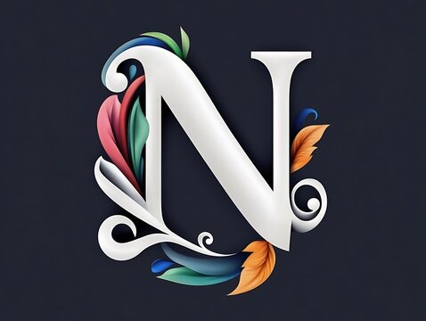 recommend clip art: Creative floral letter n design art studio digital illustration modern aesthetic