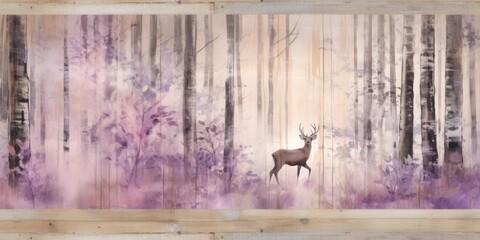 Deer walking in misty forest. For decoration, nature, or fairytale themed projects