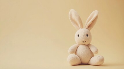 Obraz premium cute beige bunny rabbit plush toy soft stuffed animal
