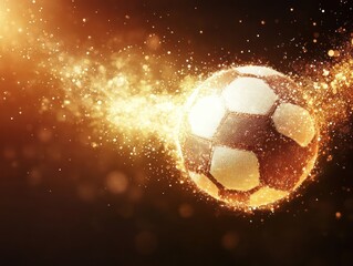 Glowing soccer ball in motion, night, sport, energy