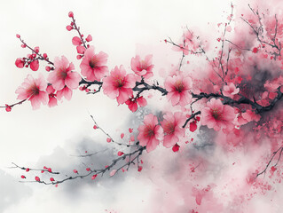 Fototapeta premium art background, ink painting of chinese plum flower