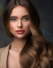 Fototapeta premium 白人女性モデルの顔のクローズアップ。AIで生成 