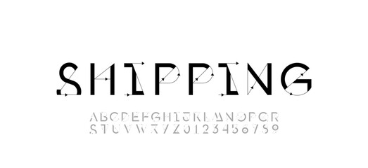 Font alphabet made arrow, letters from A to Z and numbers from 0, 1, 2, 3, 4, 5, 6, 7, 8, 9, vector illustration 10EPS