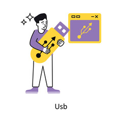 Usb Concept vector illustration.  isolated on white Background.