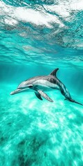 Obraz premium Dolphin swimming gracefully in clear tropical waters