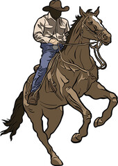 Naklejka premium Cowboy Riding Horse&nbsp;action